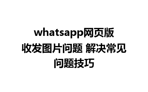 whatsapp网页版收发图片问题 解决常见问题技巧