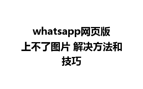 whatsapp网页版上不了图片 解决方法和技巧