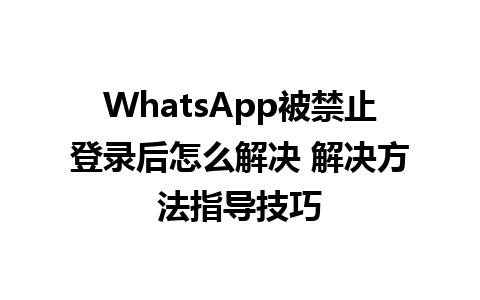 WhatsApp被禁止登录后怎么解决 解决方法指导技巧